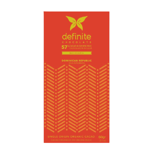 Vegane Schokolade 57% | Cashewmilch und Macadamia | 60 g | Definite