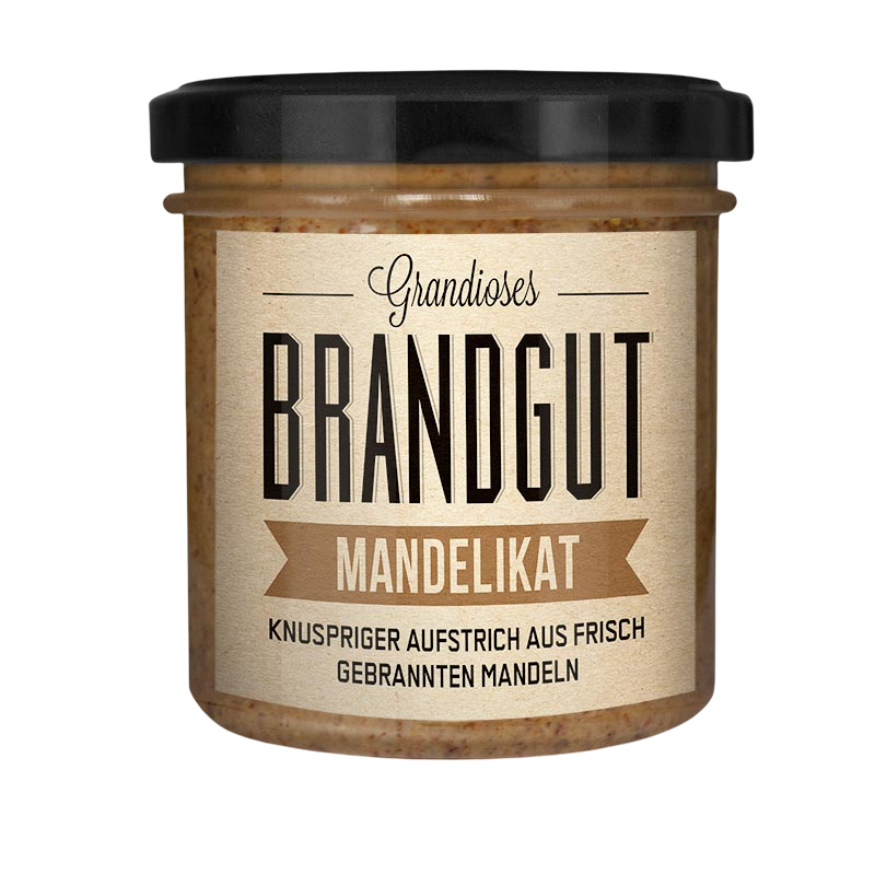 Mandelikat | Aufstrich aus gebrannten Mandeln mit Meersalz | 160 g | Brandgut