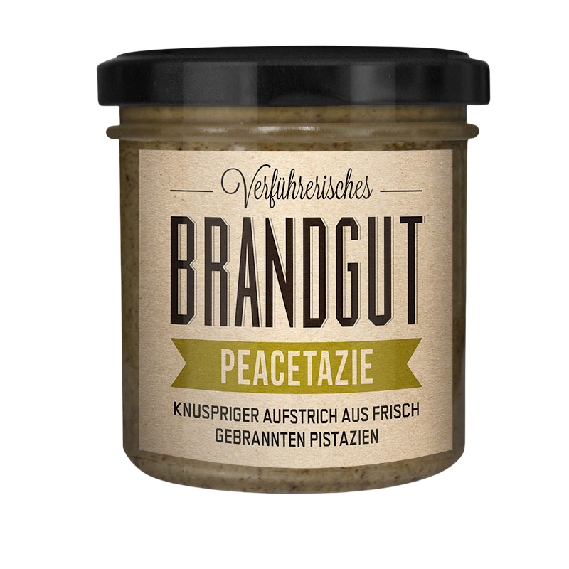 Peacetazie | Aufstrich aus gebrannten Pistazien mit Meersalz | 160 g | Brandgut