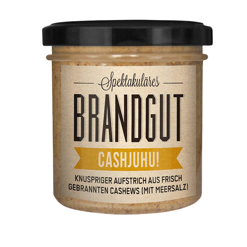 Cashjuhu! | Aufstrich aus gebrannten Cashews mit Meersalz | 160 g | Brandgut