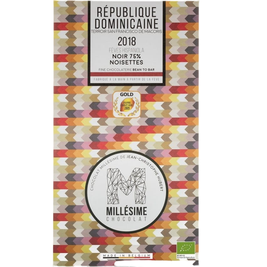 Dunkle Schokolade 75% Dominikanische Republik | mit Haselnuss | BIO | 70 g | Millésime